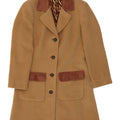Sobretudo feminino vintage UK 8 pequeno bloco colorido bege