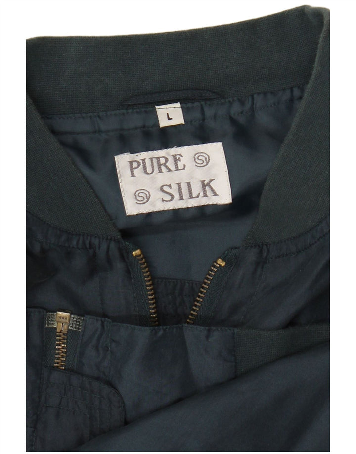 Jaqueta bomber masculina vintage UK 40 grande seda azul marinho