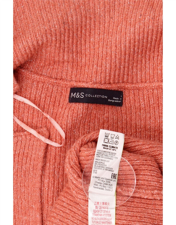Suéter cardigã feminino longline MARKS & SPENCER Reino Unido 16 grande laranja