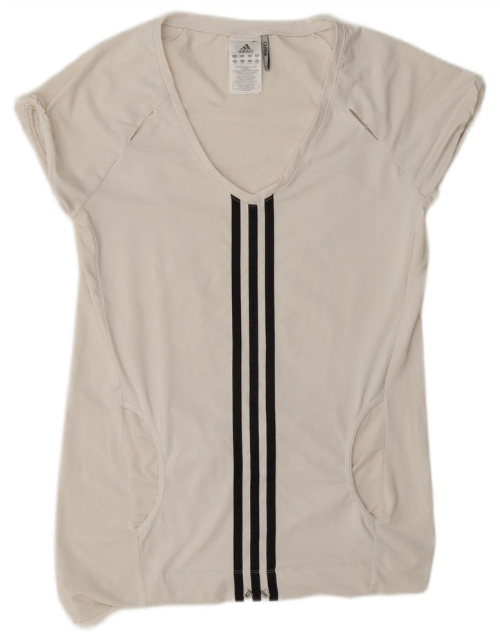 Adidas Womens Clima 365 T-Shirt Top UK 10 Pequeno Poliéster Branco