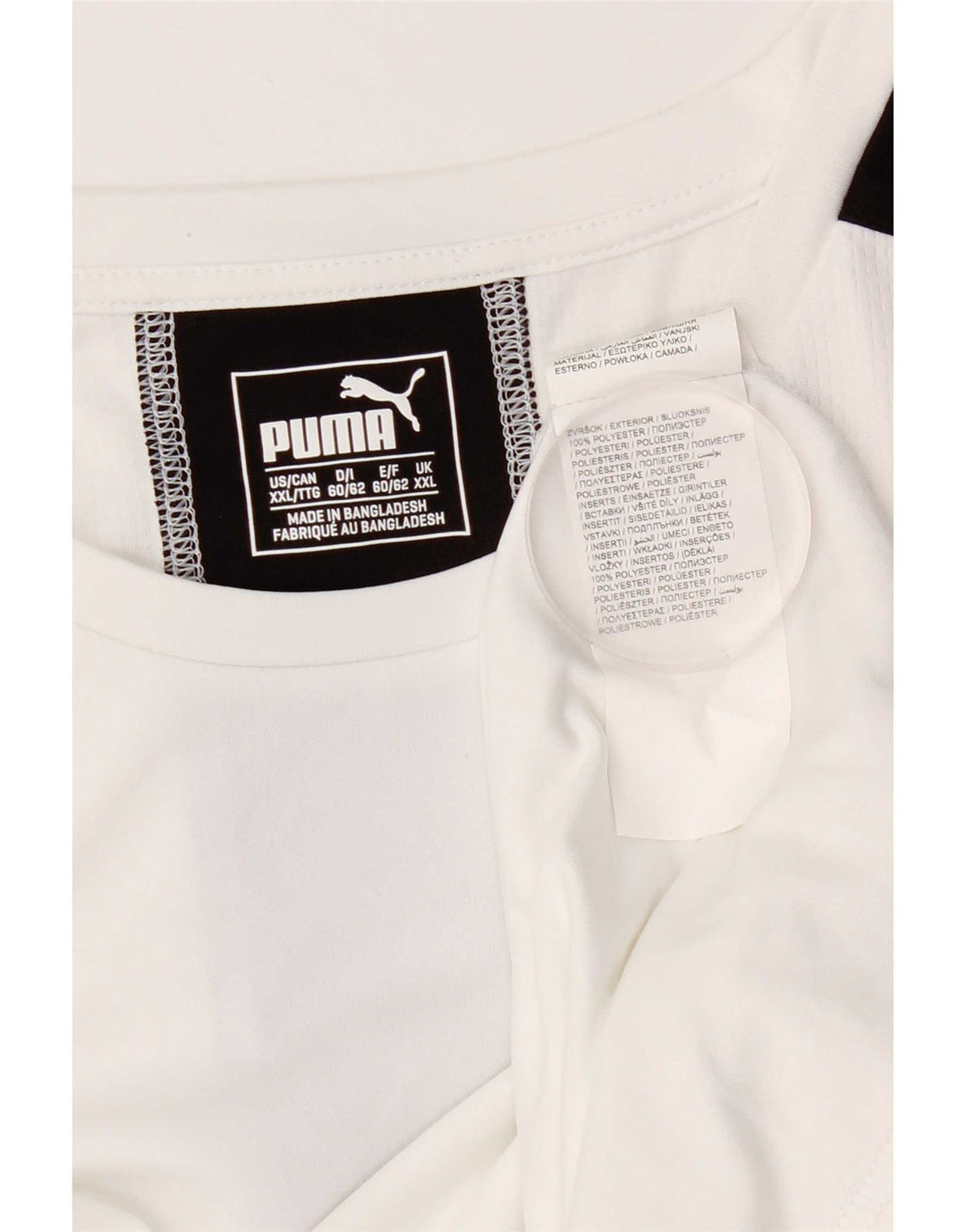Camiseta masculina PUMA Top 2XL poliéster branco colorblock