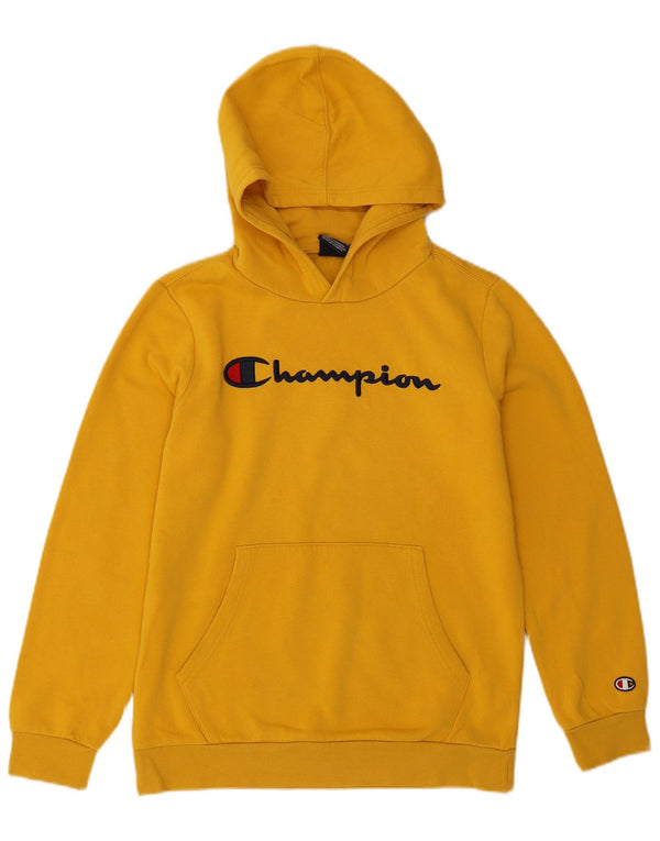 Jumper com capuz gráfico Champion Boys 13-14 anos XL amarelo algodão