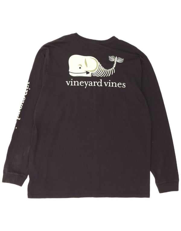 VINEYARD VINES Top gráfico masculino manga comprida XL algodão preto