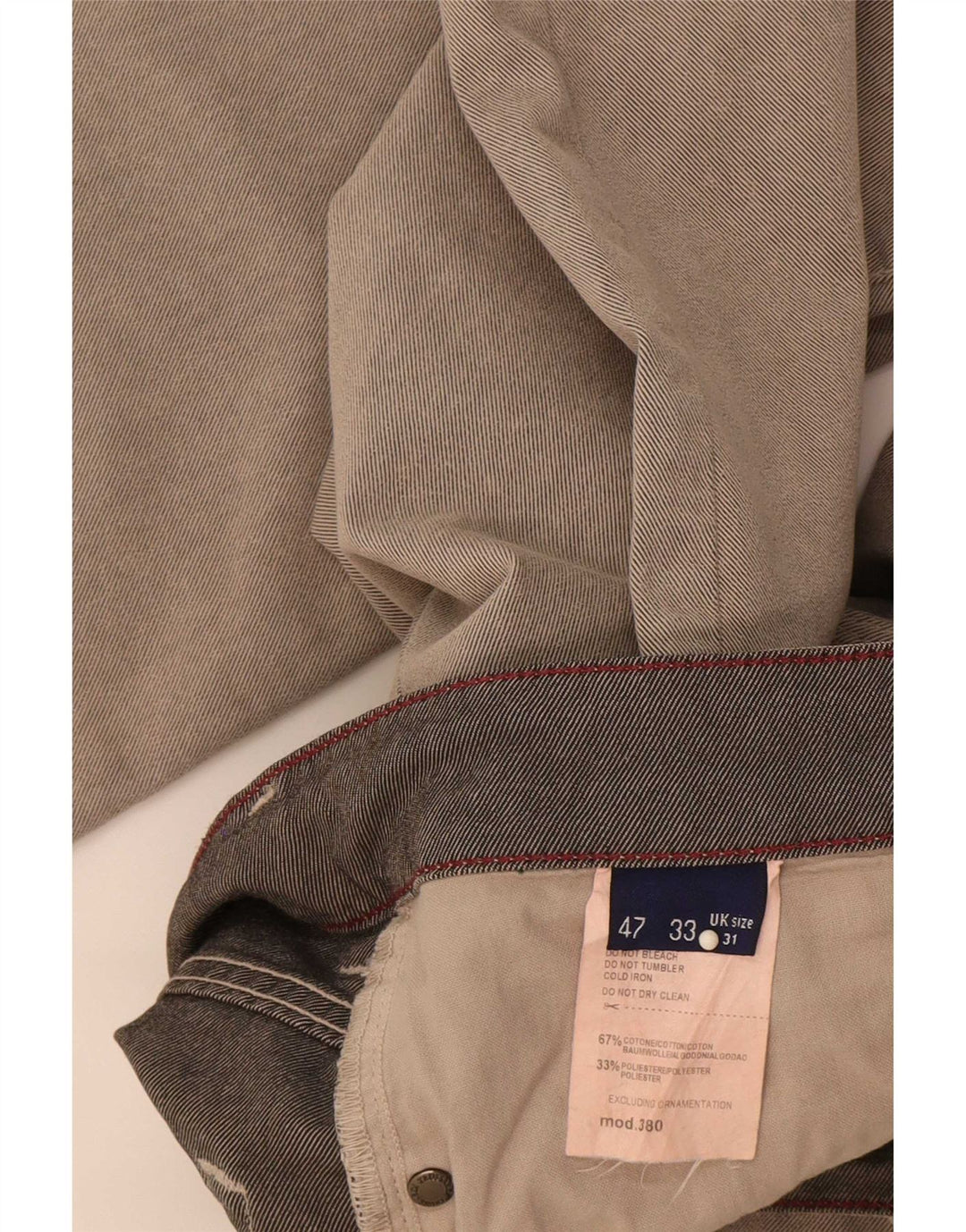 Trussardi Calça jeans reta masculina W31 L33 algodão cinza