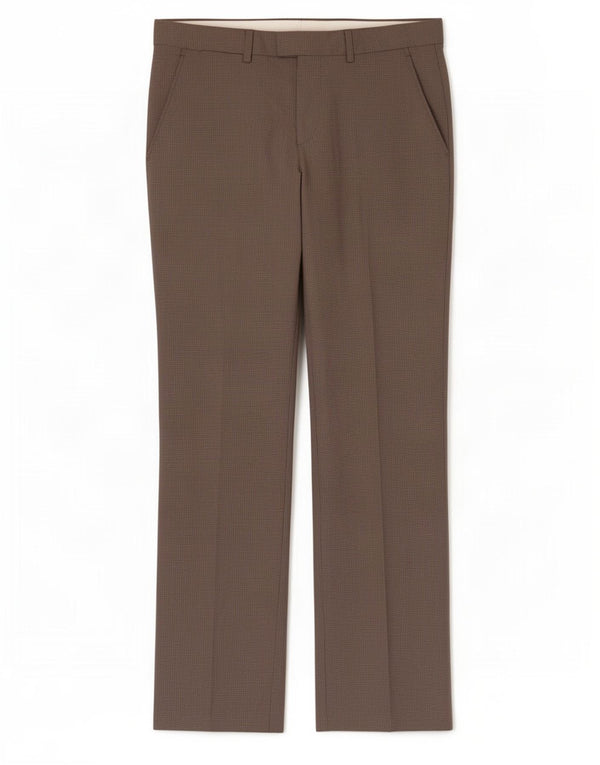 Zara Mens Straight Suit Calças UE 38 Pequeno W30 L32 Marrom Houndstooth