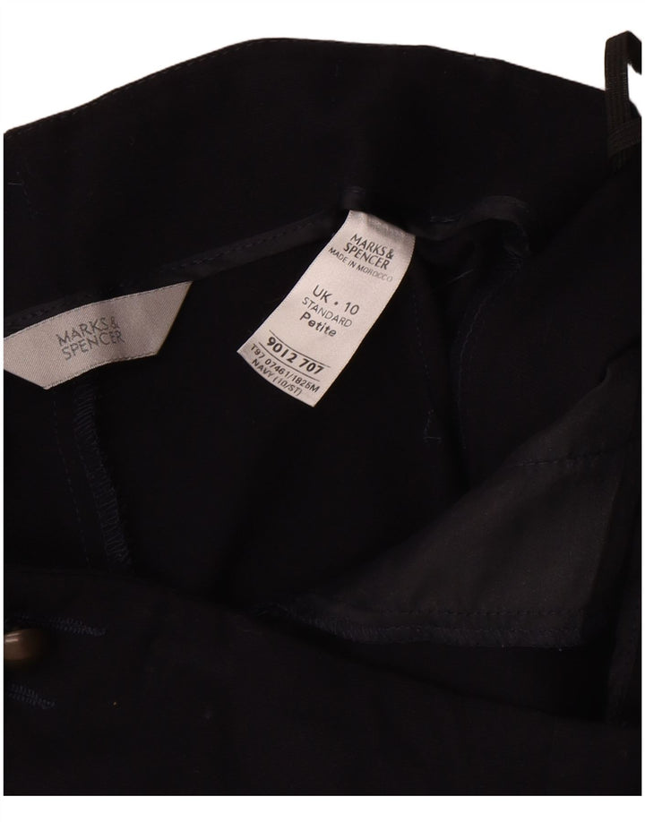Bermuda feminina Marks & Spencer UK 10 pequena W30 azul marinho poliéster