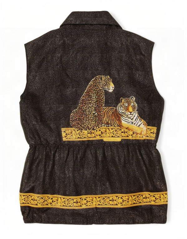 Colete feminino Diva UK 18 XL preto estampa animal
