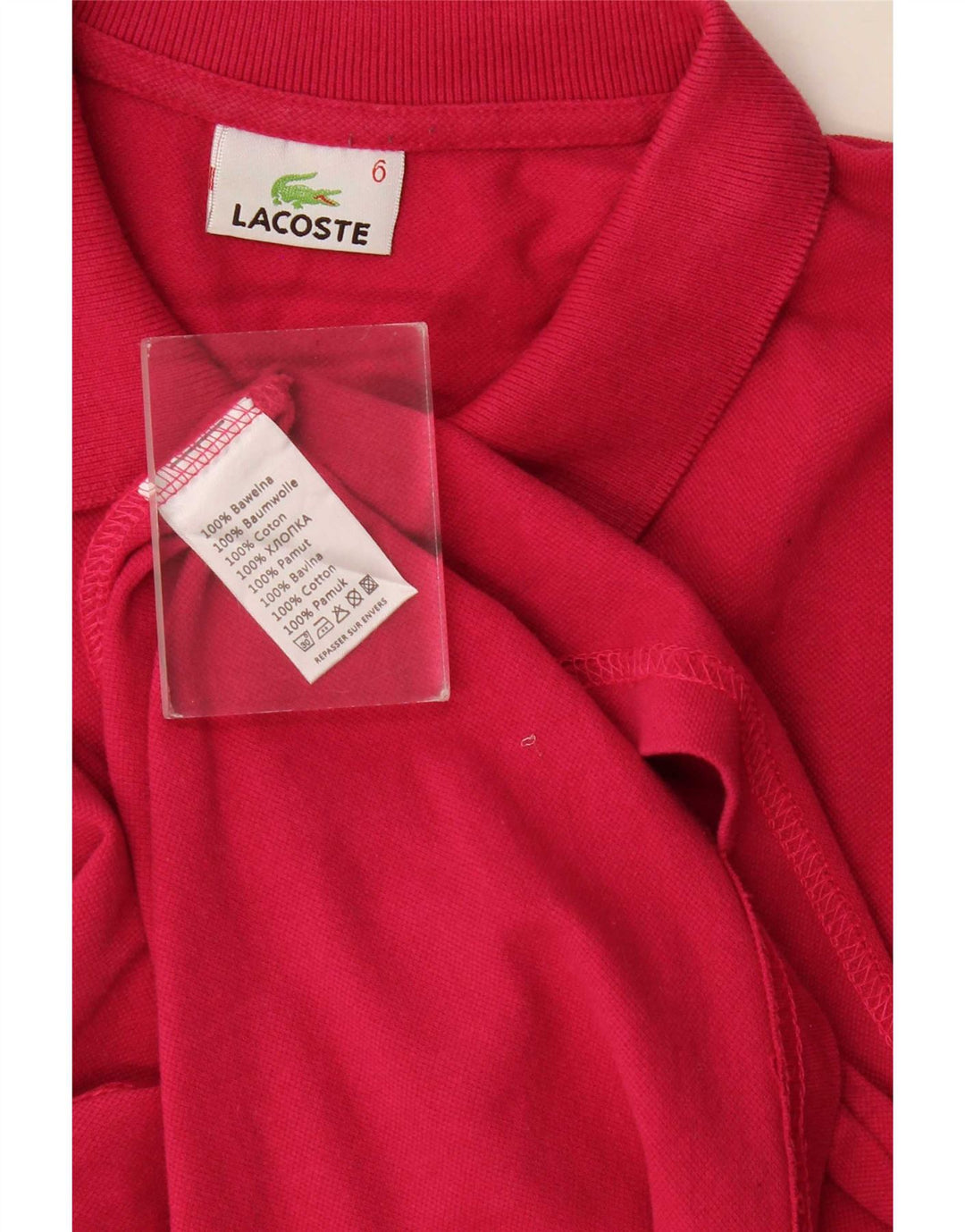 Camisa polo masculina Lacoste tamanho 6 XL algodão rosa