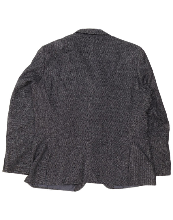 Jaqueta blazer masculina de 2 botões Marks & Spencer Reino Unido 46 XL lã azul marinho