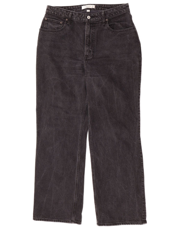 Calça jeans feminina Abercrombie & Fitch de cintura alta US 10 grande W30 L30 cinza
