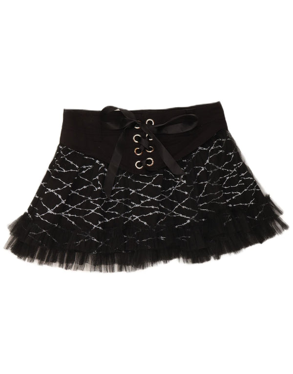 HELL BUNNY Mini saia tutu feminina XL W36 algodão preto