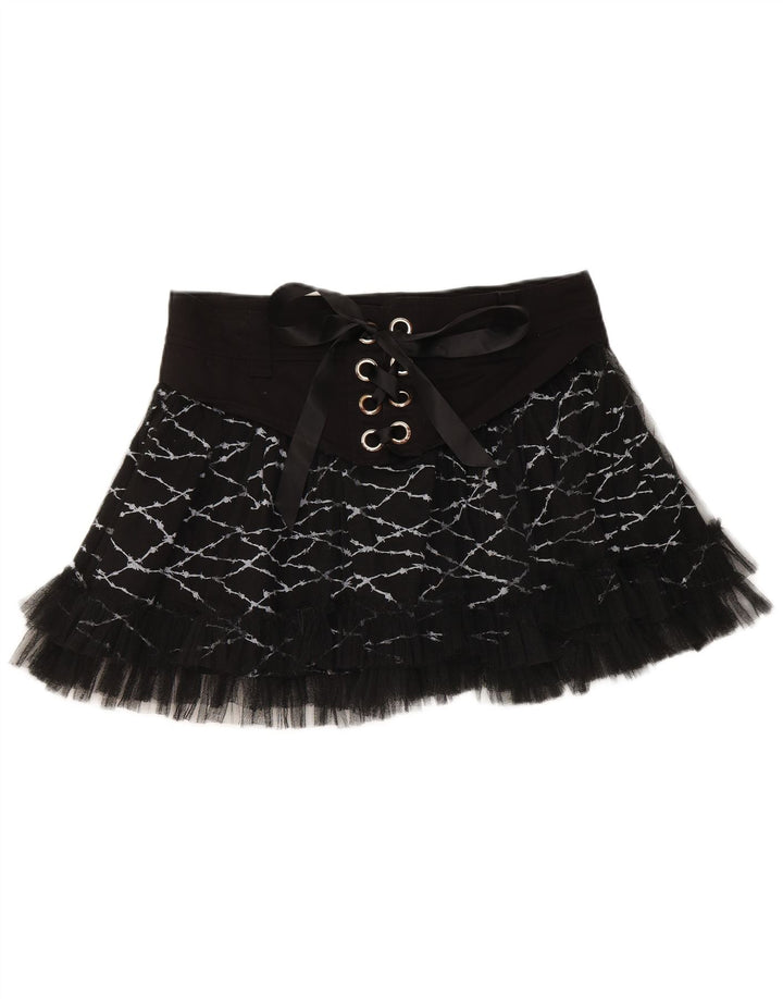 HELL BUNNY Mini saia tutu feminina XL W36 algodão preto