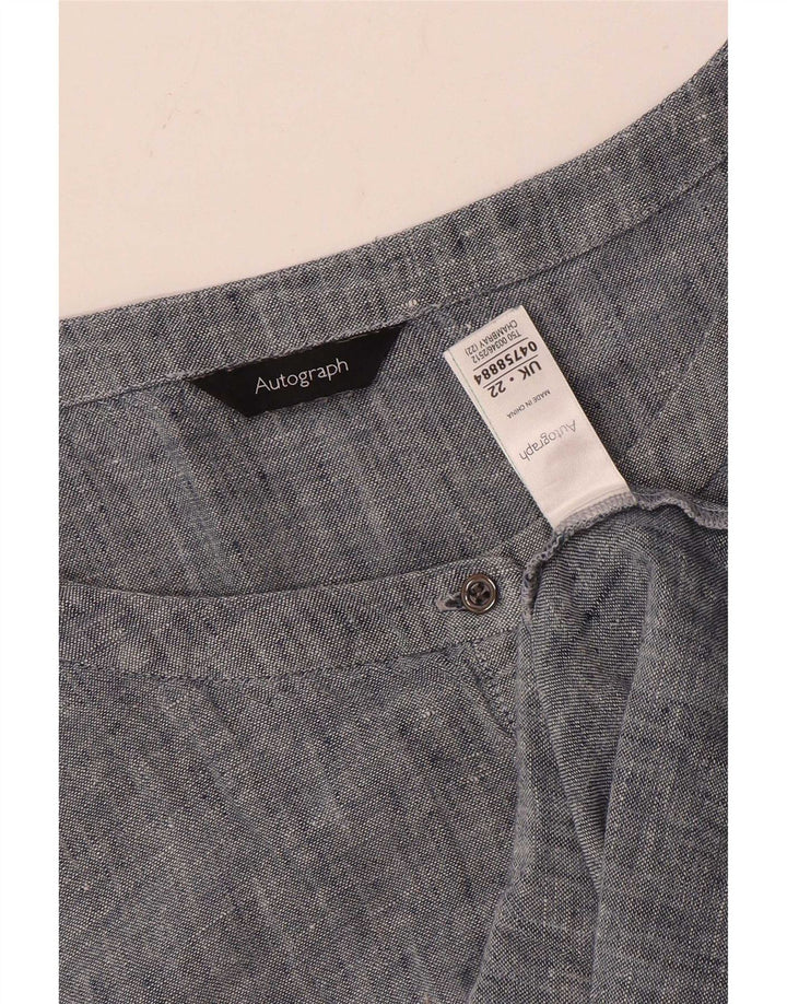 Vestido feminino Marks & Spencer Autograph Shift Reino Unido 22 3XL linho azul