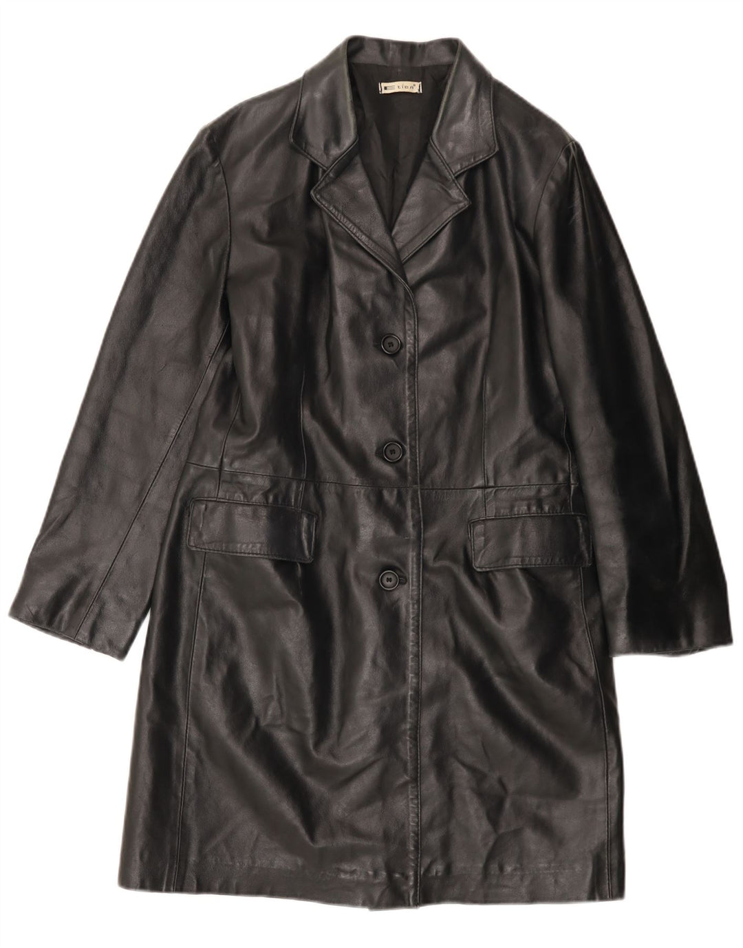 Casaco de couro feminino VINTAGE IT 46 grande couro preto
