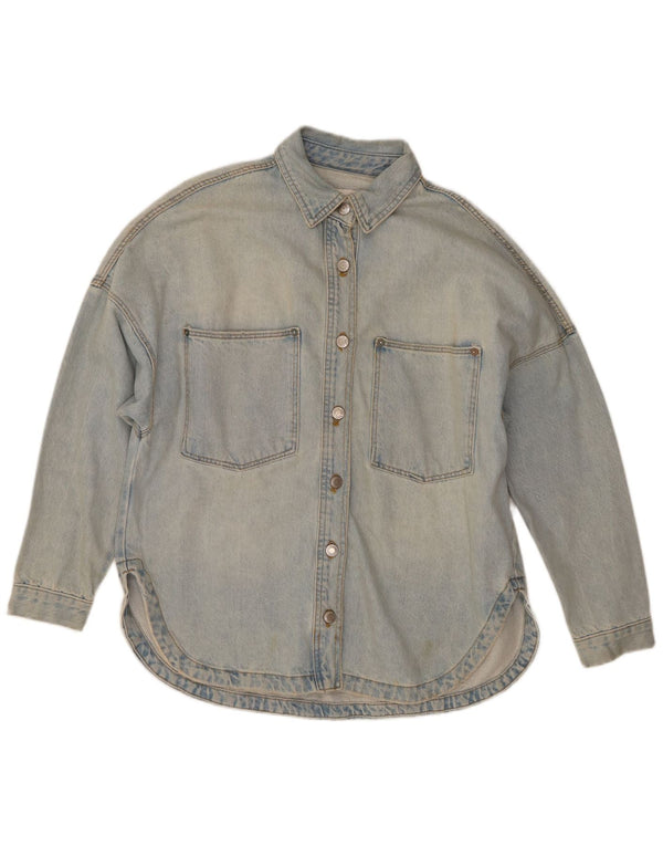 Camisa jeans oversized feminina Zara Reino Unido 10 algodão azul pequeno