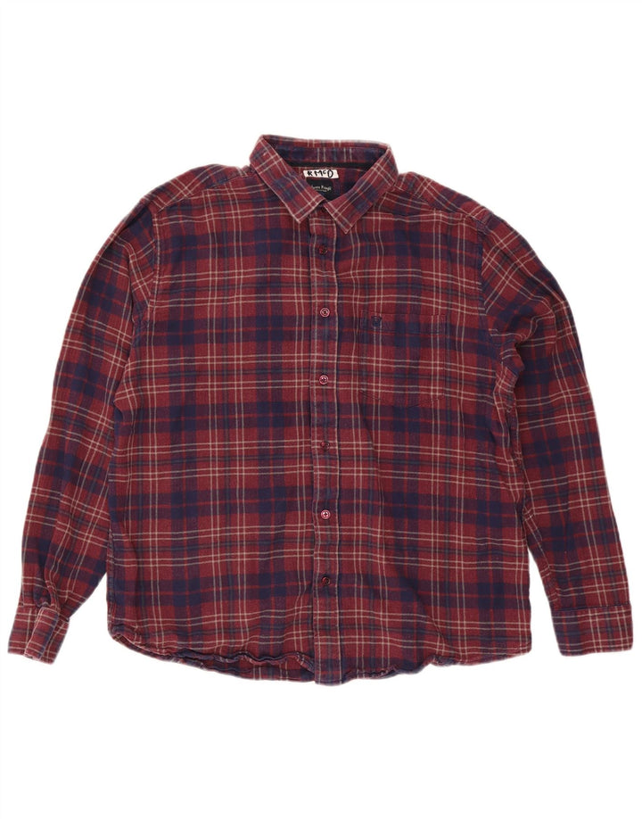 Camisa masculina de flanela James Pringle XL de algodão xadrez vermelho