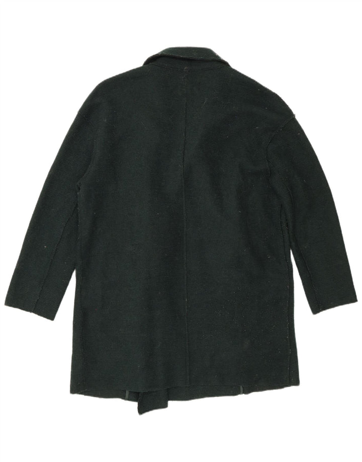 Zara Casaco feminino oversized com peito duplo Reino Unido 10 poliéster verde pequeno