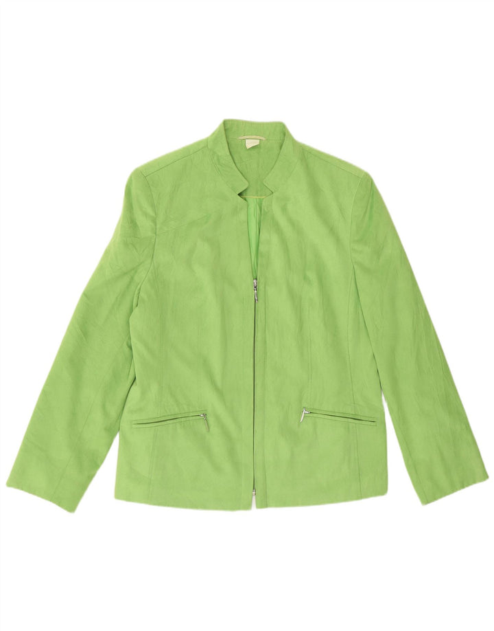 Jaqueta Blazer Feminina Vintage Reino Unido 12 Poliéster Verde Médio