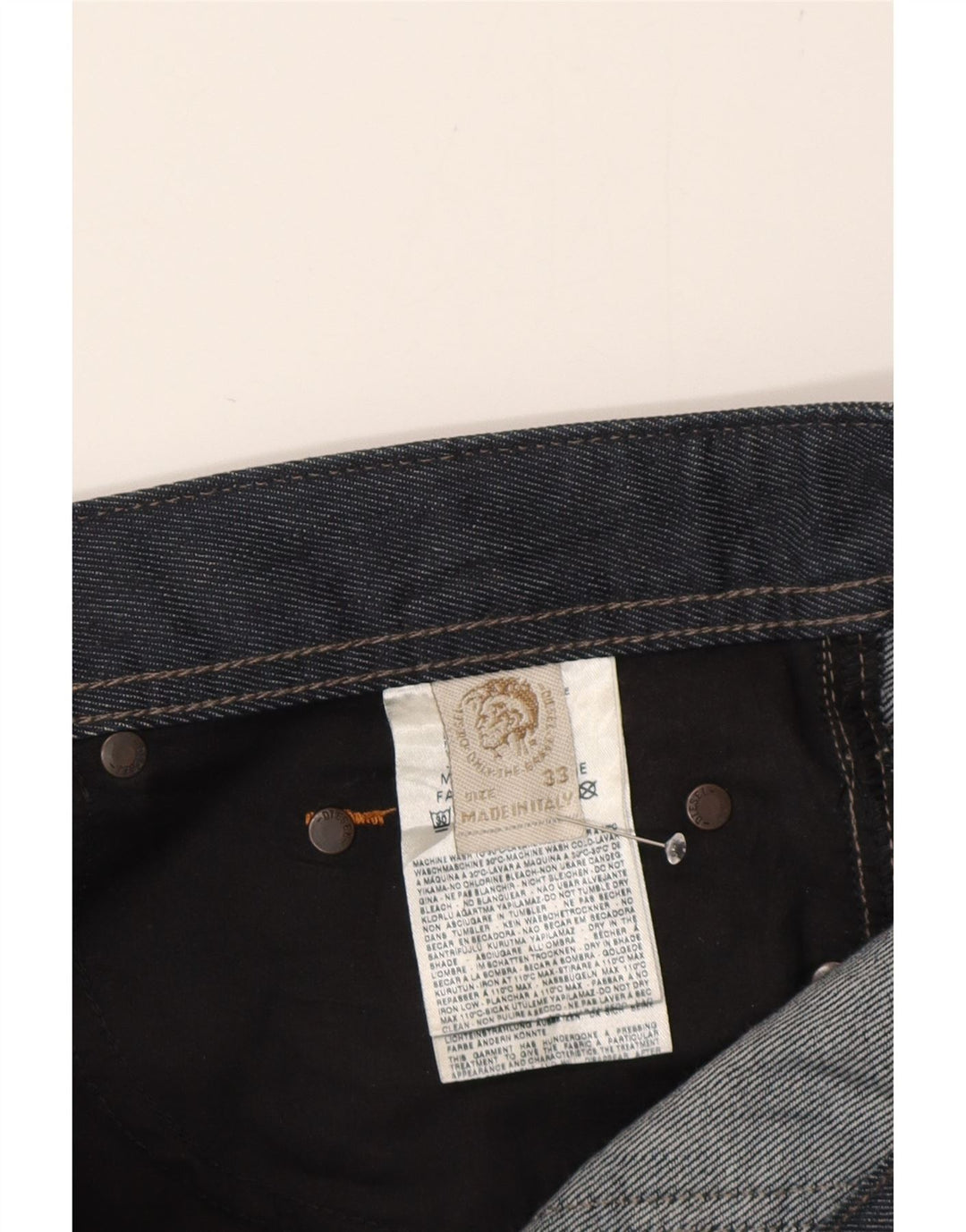 Diesel Mens Straight Jeans W33 L34 Azul Marinho Algodão