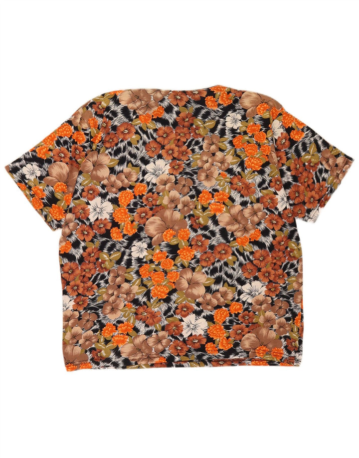Blusa feminina vintage UK 14 média floral multicolorida