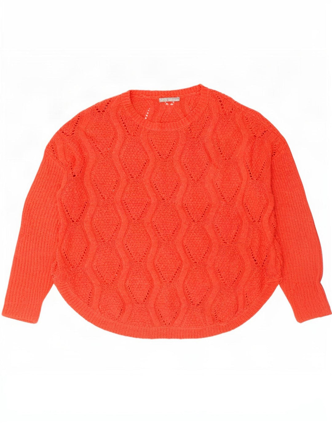 Suéter feminino Marks & Spencer com gola redonda Reino Unido 14 médio laranja