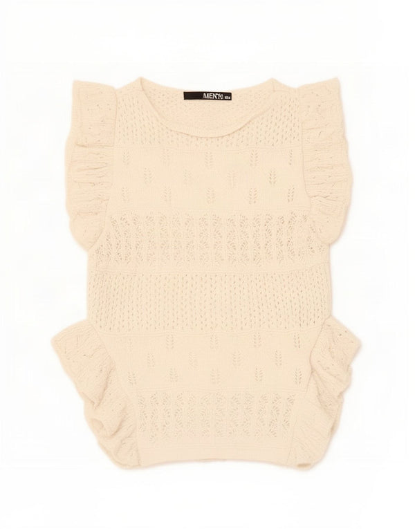 Zara Womens Crop Vest Tank Top UK 8 Pequeno Poliéster Bege