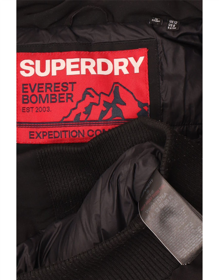 Jaqueta acolchoada com capuz feminina Superdry UK 12 poliéster preto médio