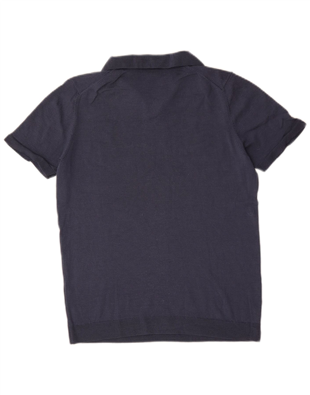 Suéter masculino Massimo Dutti de manga curta com gola polo, azul marinho médio