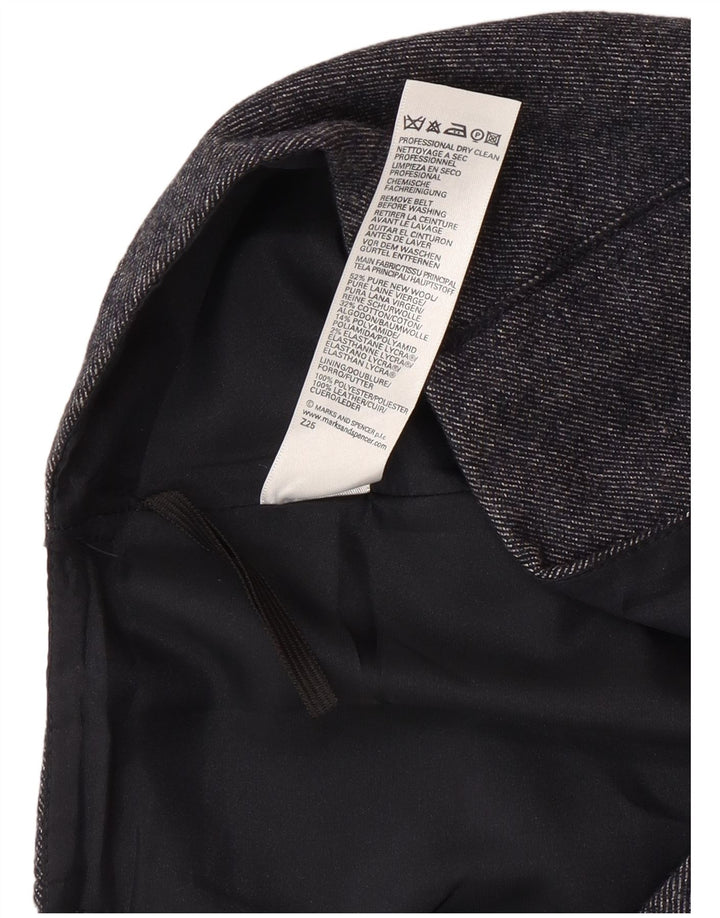 Saia midi feminina Marks & Spencer Reino Unido 14 médio W30 lã azul marinho
