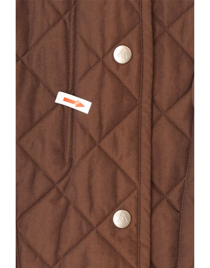 Jaqueta acolchoada feminina Aquascutum UK 16 grande marrom nylon