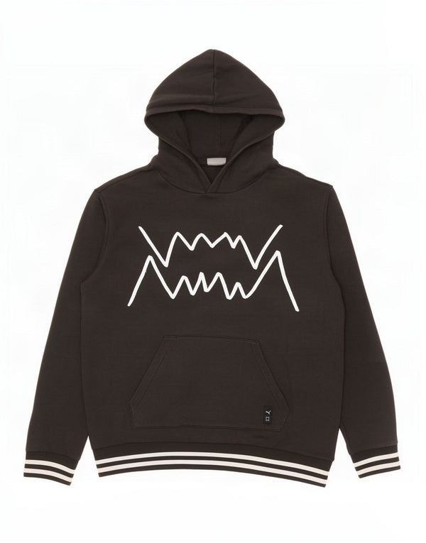 Puma masculino gráfico moletom com capuz médio algodão preto
