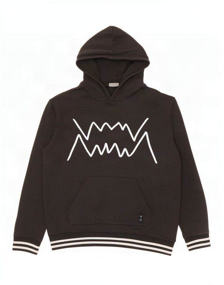 Puma masculino gráfico moletom com capuz médio algodão preto