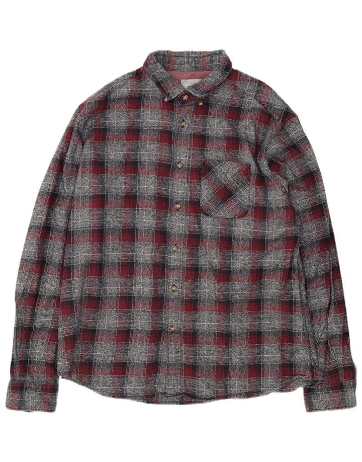 Camisa masculina de flanela sob medida da Marks & Spencer XL cinza xadrez algodão