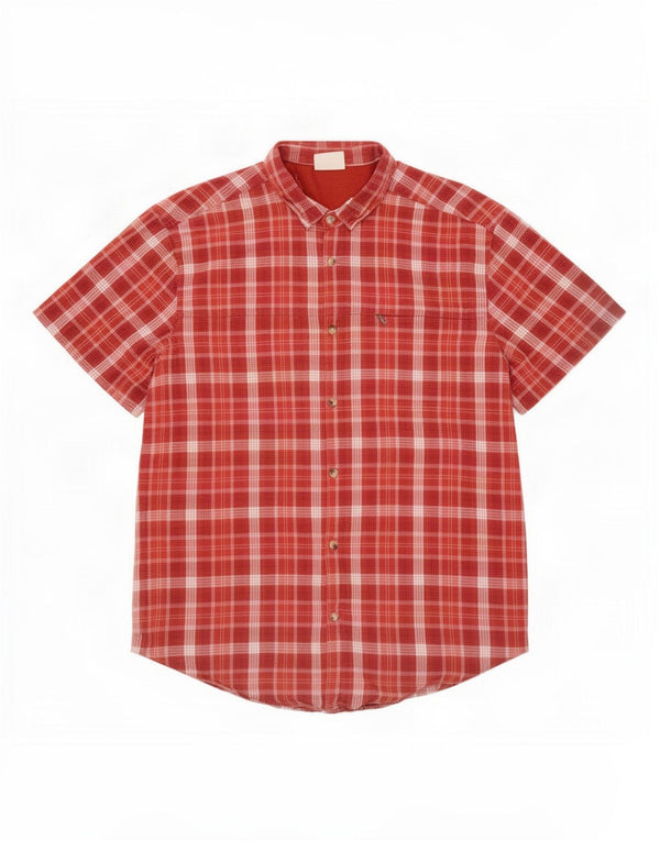 Camisa masculina de manga curta Mountain Warehouse 3XL algodão xadrez vermelho