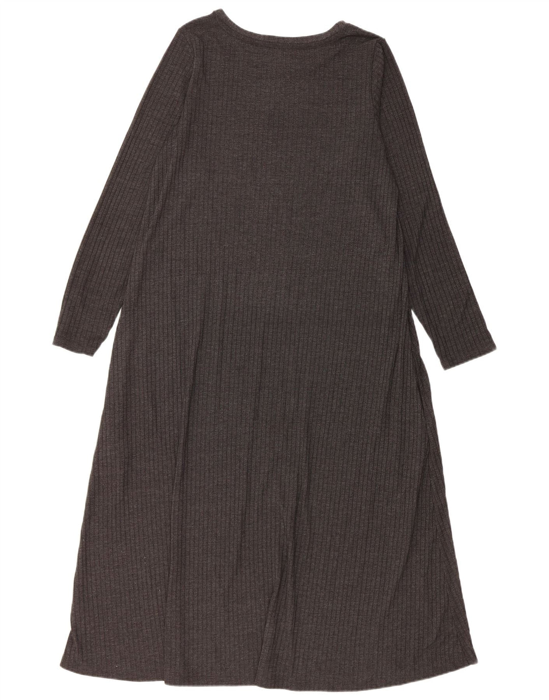 Vestido maxi feminino de manga comprida Marks & Spencer UK 16 poliéster cinza grande