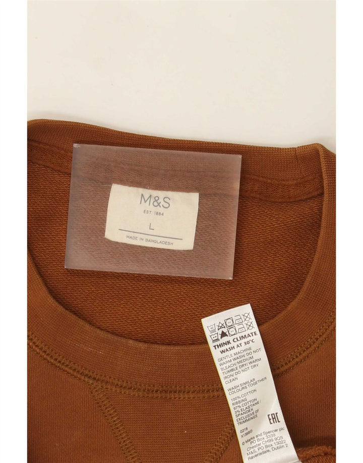 Suéter masculino Marks & Spencer grande algodão marrom
