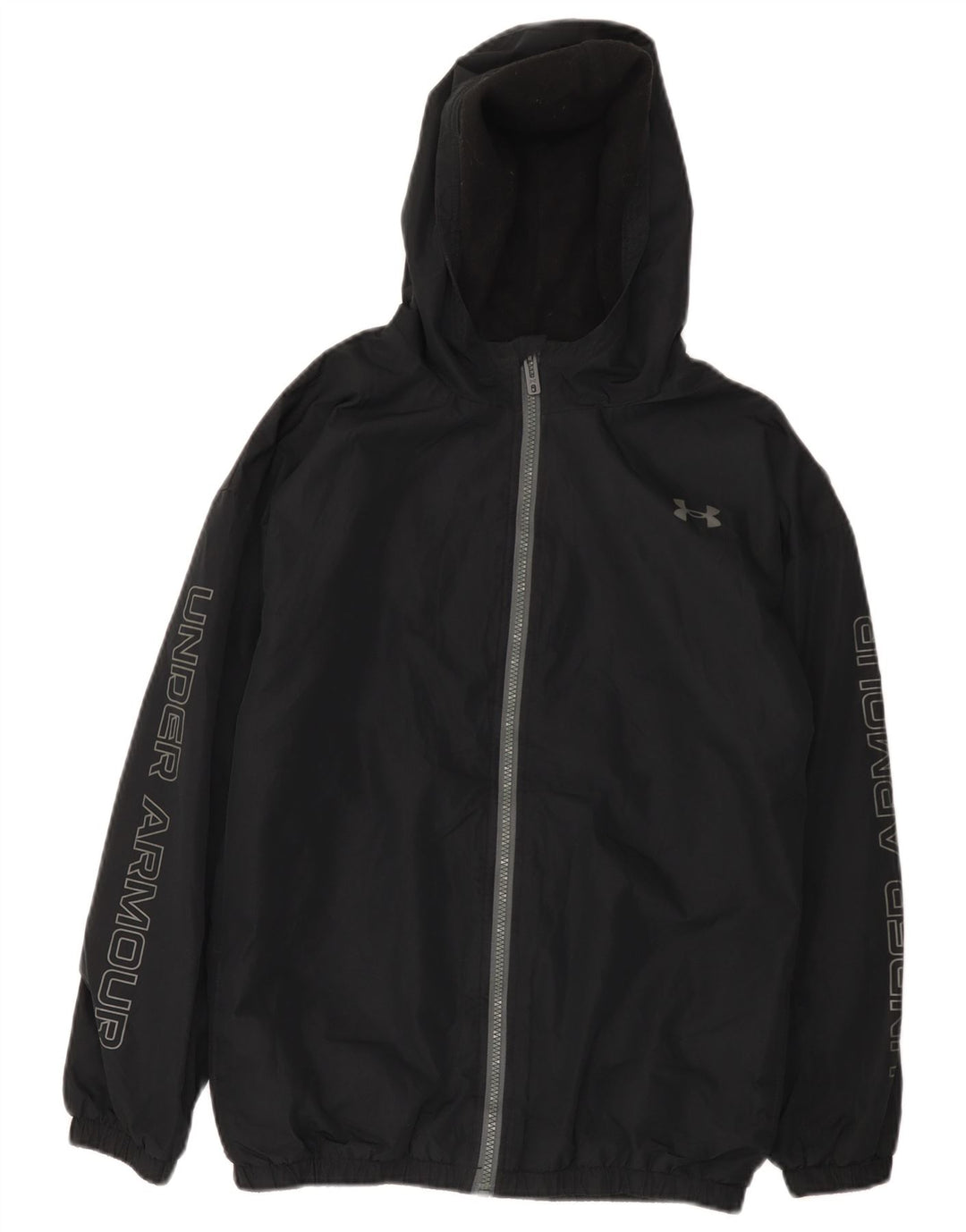 Jaqueta de chuva com capuz gráfico Under Armour Boys 13-14 anos poliéster preto