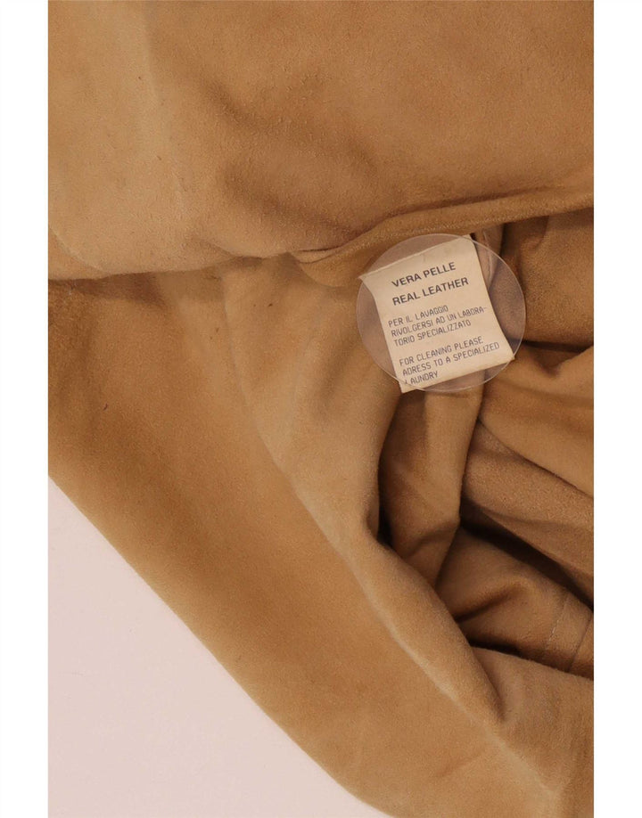 Jaqueta de couro feminina Enrico Mandelli UK 18 XL marrom clássico