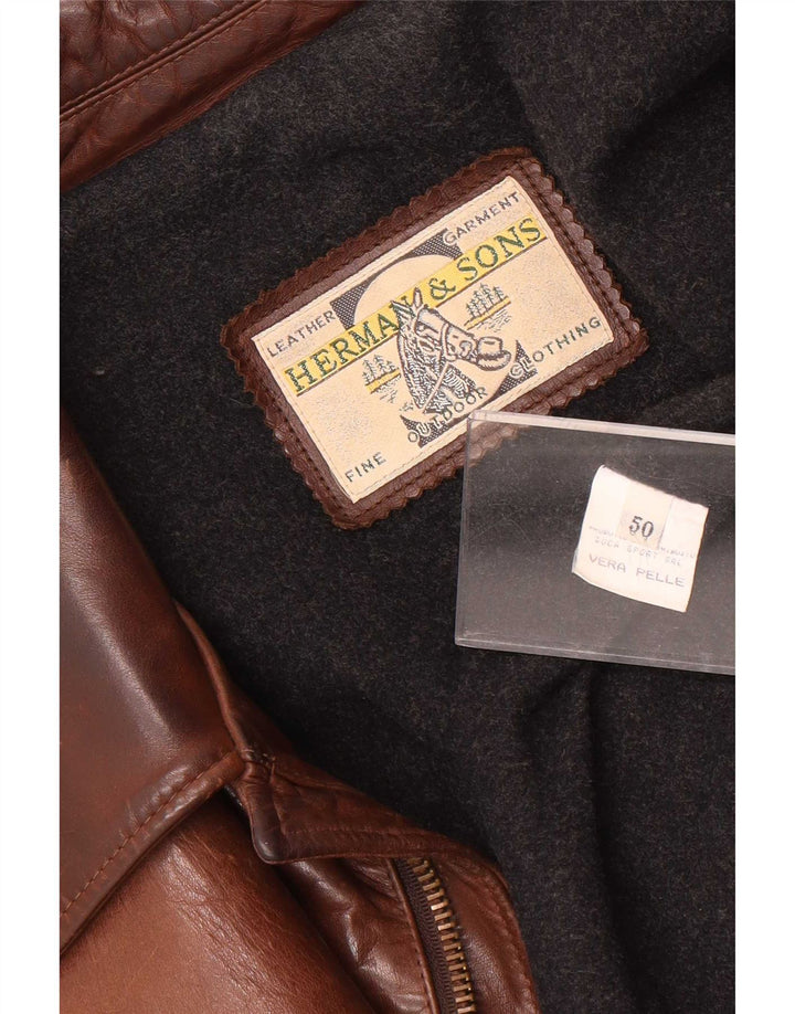 Jaqueta de couro masculina Herman & Sons IT 50 grande marrom