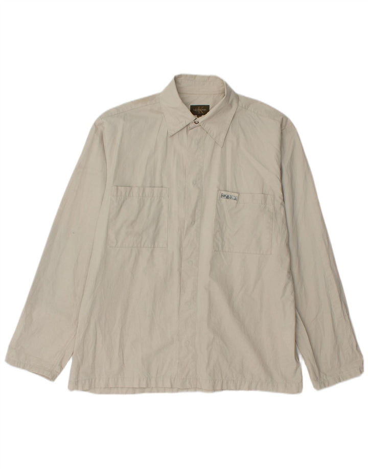 Camisa masculina Calvin Klein grande algodão bege