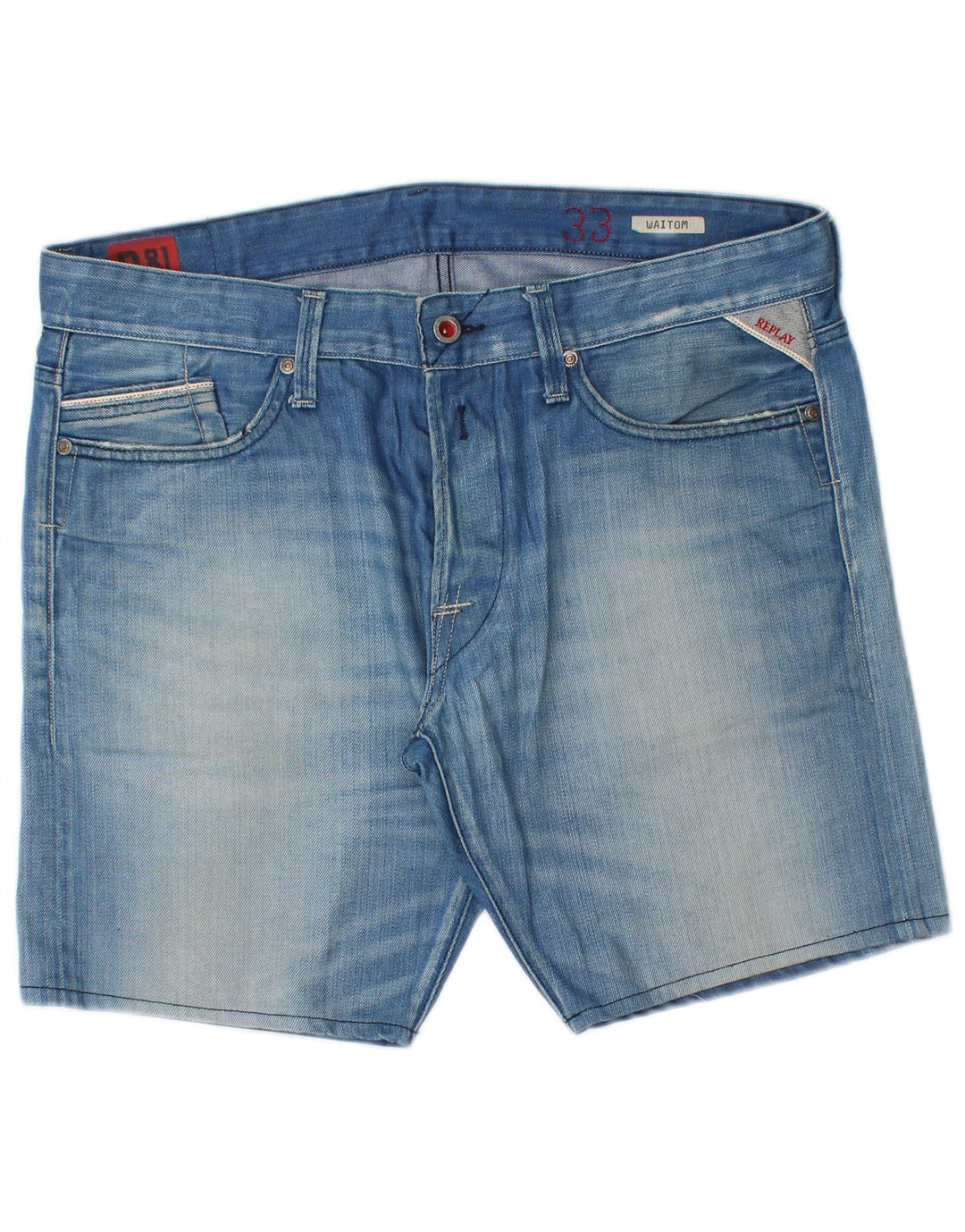 Shorts jeans masculino Replay Waitom W33 grande algodão azul