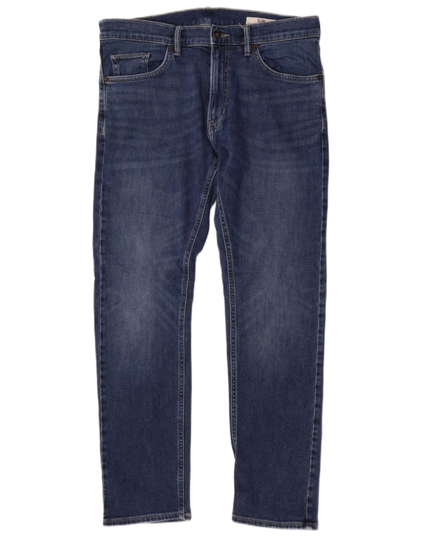 Marks & Spencer Masculino Slim Jeans W34 L31 Azul Algodão