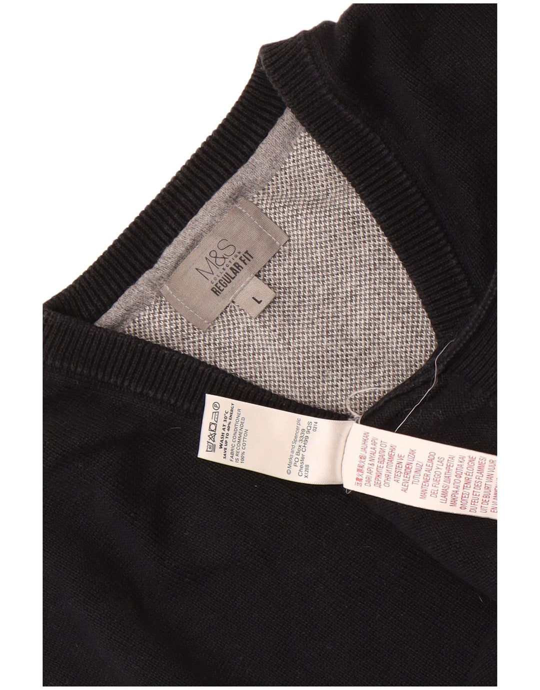 Regata masculina Marks & Spencer com ajuste regular e colete grande de algodão preto