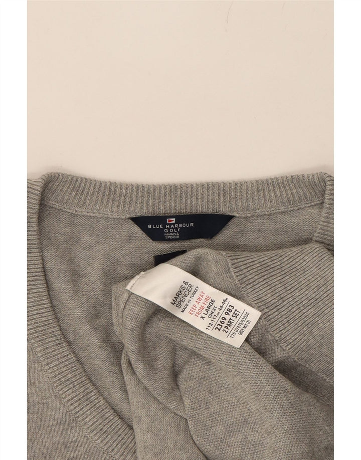 MARKS & SPENCER Mens Vest Tank Top XL Grey Argyle/Diamond Cotton Vintage Marks & Spencer and Second-Hand Marks & Spencer from Messina Hembry 