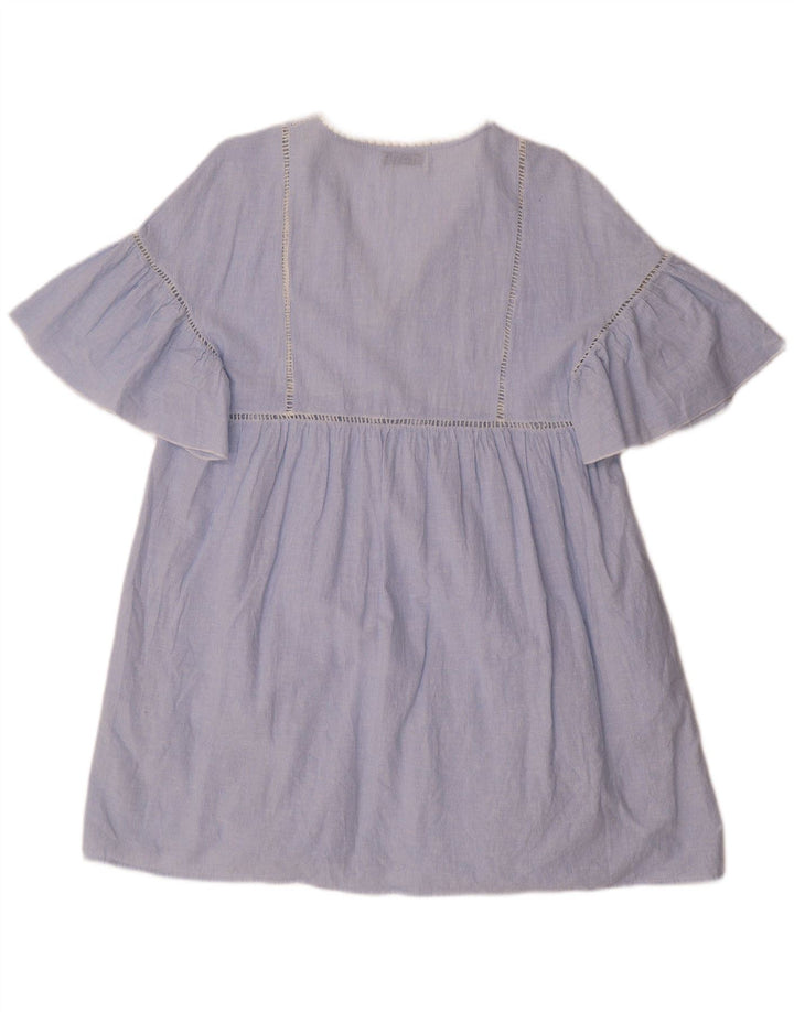 Vestido feminino ZARA UK 14 risca de giz azul médio