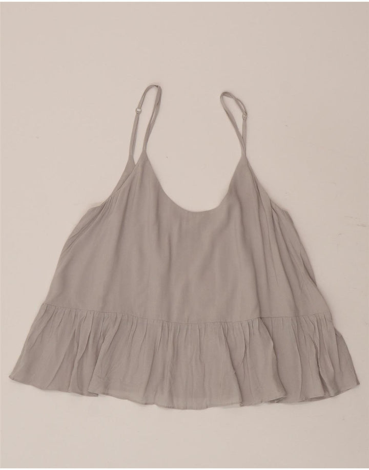 Topshop feminino cami top UK 10 pequeno cinza viscose