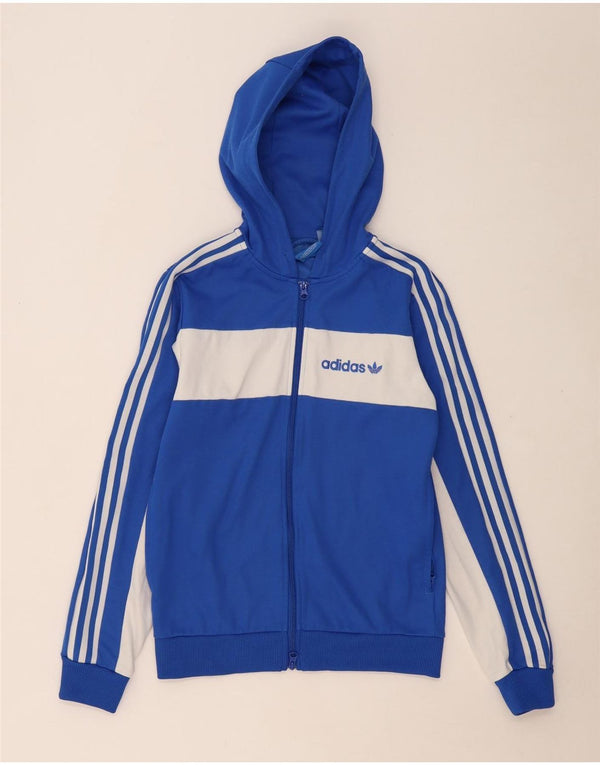 ADIDAS Mens Zip Hoodie Sweater XS Azul Colourblock Algodão