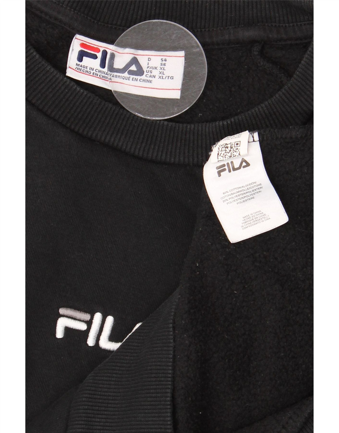 FILA Mens Graphic Sweatshirt Jumper XL Algodão Preto