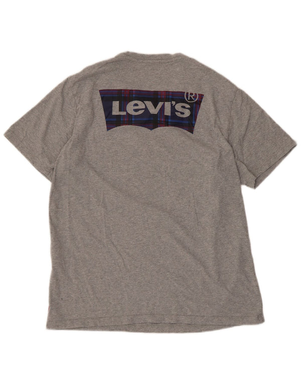 Camiseta gráfica masculina Levi's Top algodão manchado cinza médio