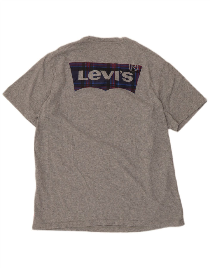 Camiseta gráfica masculina Levi's Top algodão manchado cinza médio